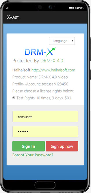 DRM-X 4.0 Obter licença no Android