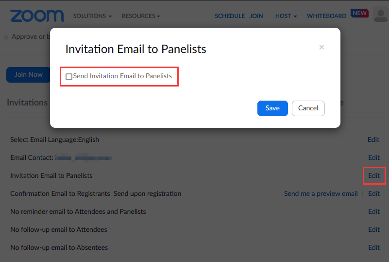 Webinar Settings NoEmail